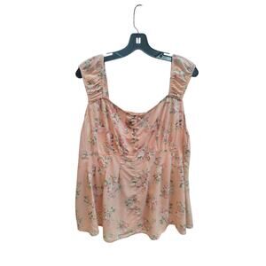 Torrid Women's size 2X Peach Floral Babydoll‎ Milkmaid Coquette Romantic Top